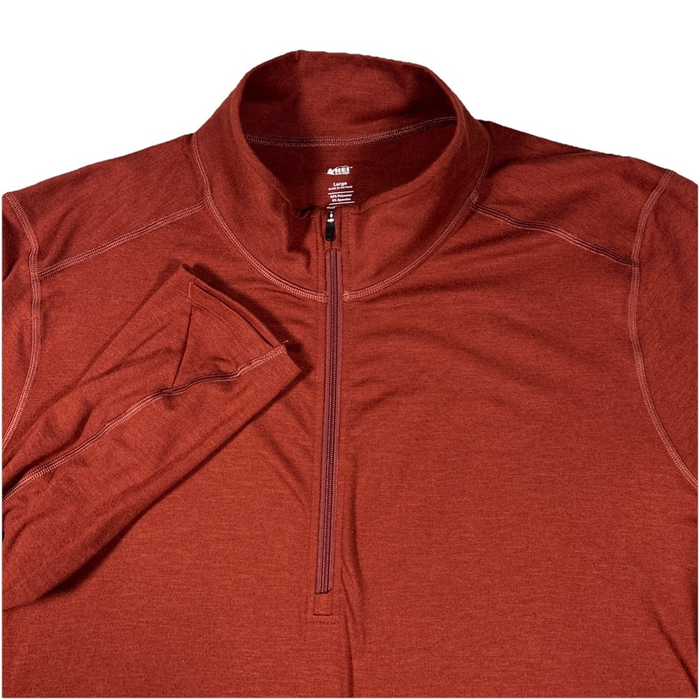 REI Co-op Quarter Zip Pullover Mens Large Red Heathered Mock Neck Stretch Active